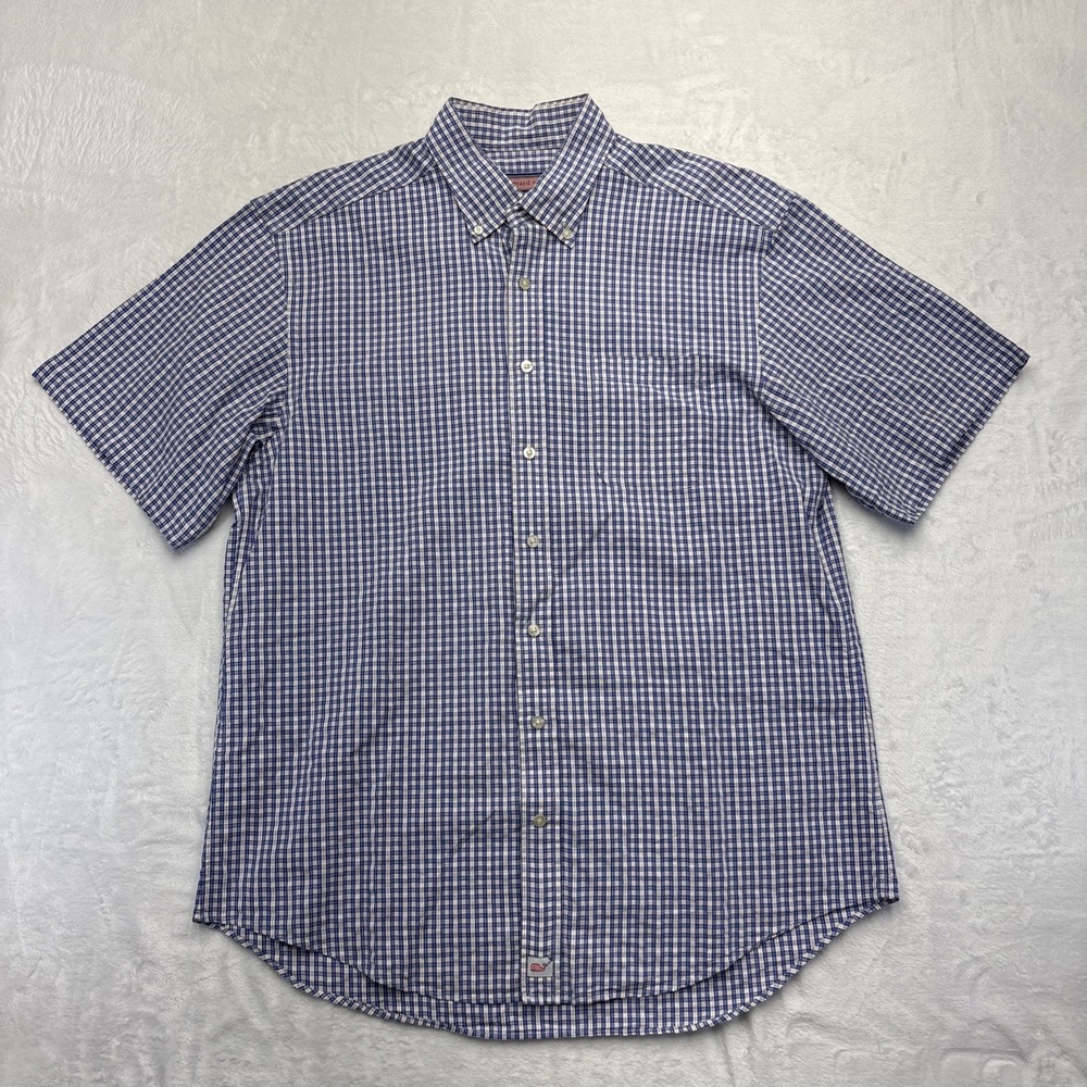 Vineyard Vines Murray Shirt Plaid Button Up Men's Large Blue Plaid Preppy
